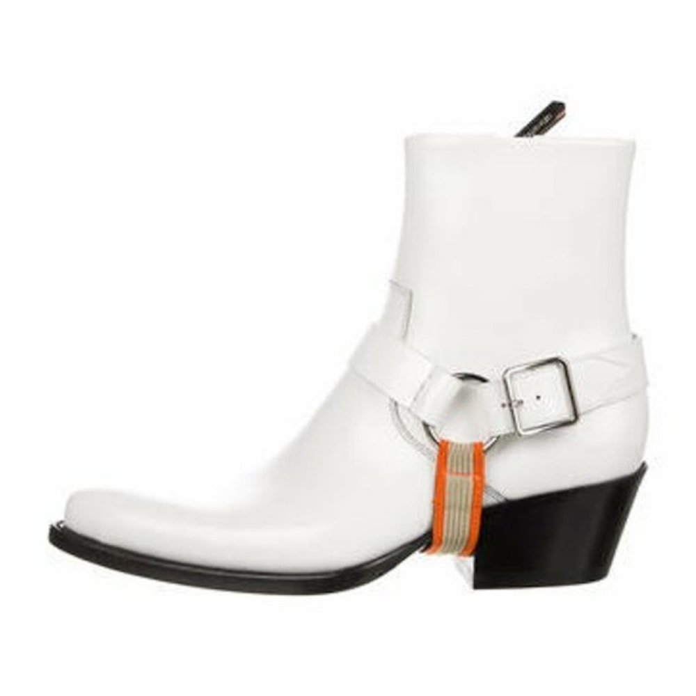 Calvin Klein 205W39NYC Tex Harness Cowboy Boots White